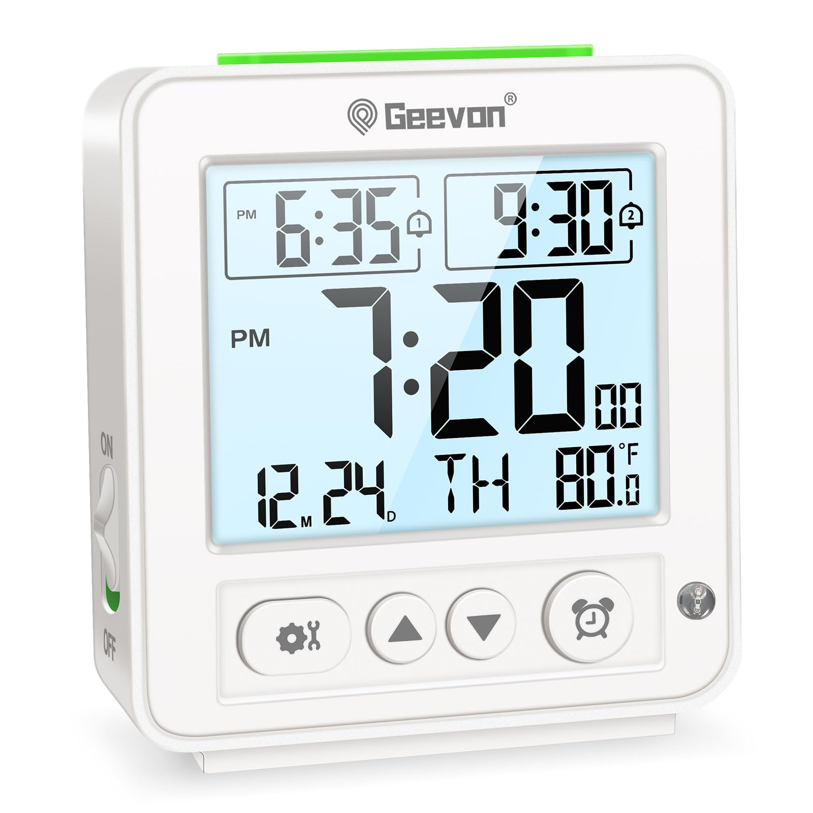 Photo 1 of Geevon Smart Night Light Small Digital Alarm Clock with 2 Increasing Beep Alarm, Indoor Temperature, Battery Operated Travel Clock for Bedroom, Bedside, Desk(White)