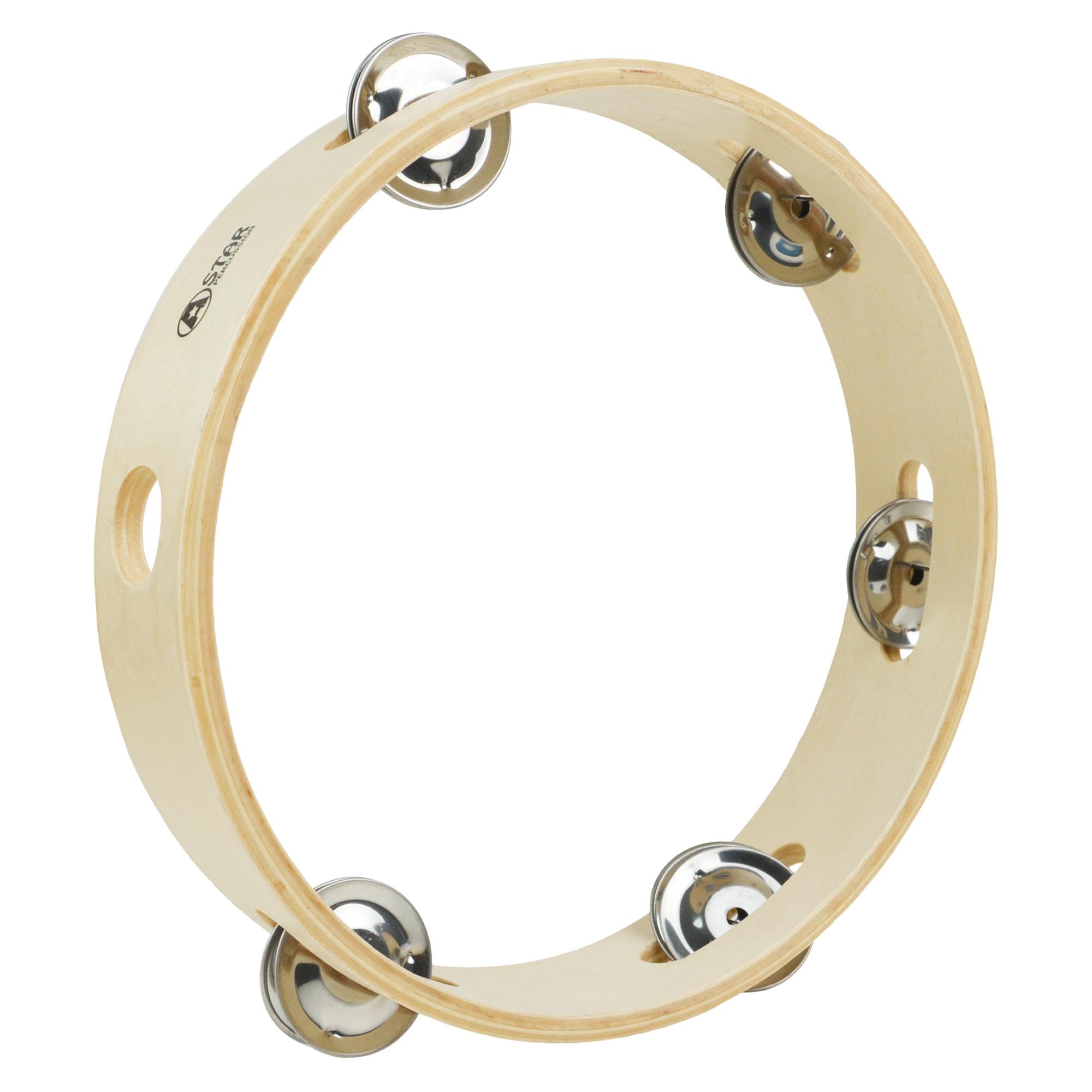 A-Star 8 inch/20cm Handheld Wooden Headless Tambourine, Traditional Single Jingle Bell Row — image 1