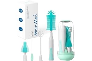 MomMed Electric Bottle Brush, Electric Baby Bottle Brush Set with Silicone Bottle/Pacifier/Straw Brush and Mixing Head, Water