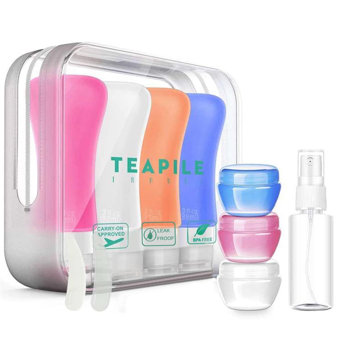 14 Pack Travel Bottles, TSA Approved Containers, 3oz Leak Proof Travel Accessories Toiletries, Silicone Travel Shampoo And Conditioner Bottles