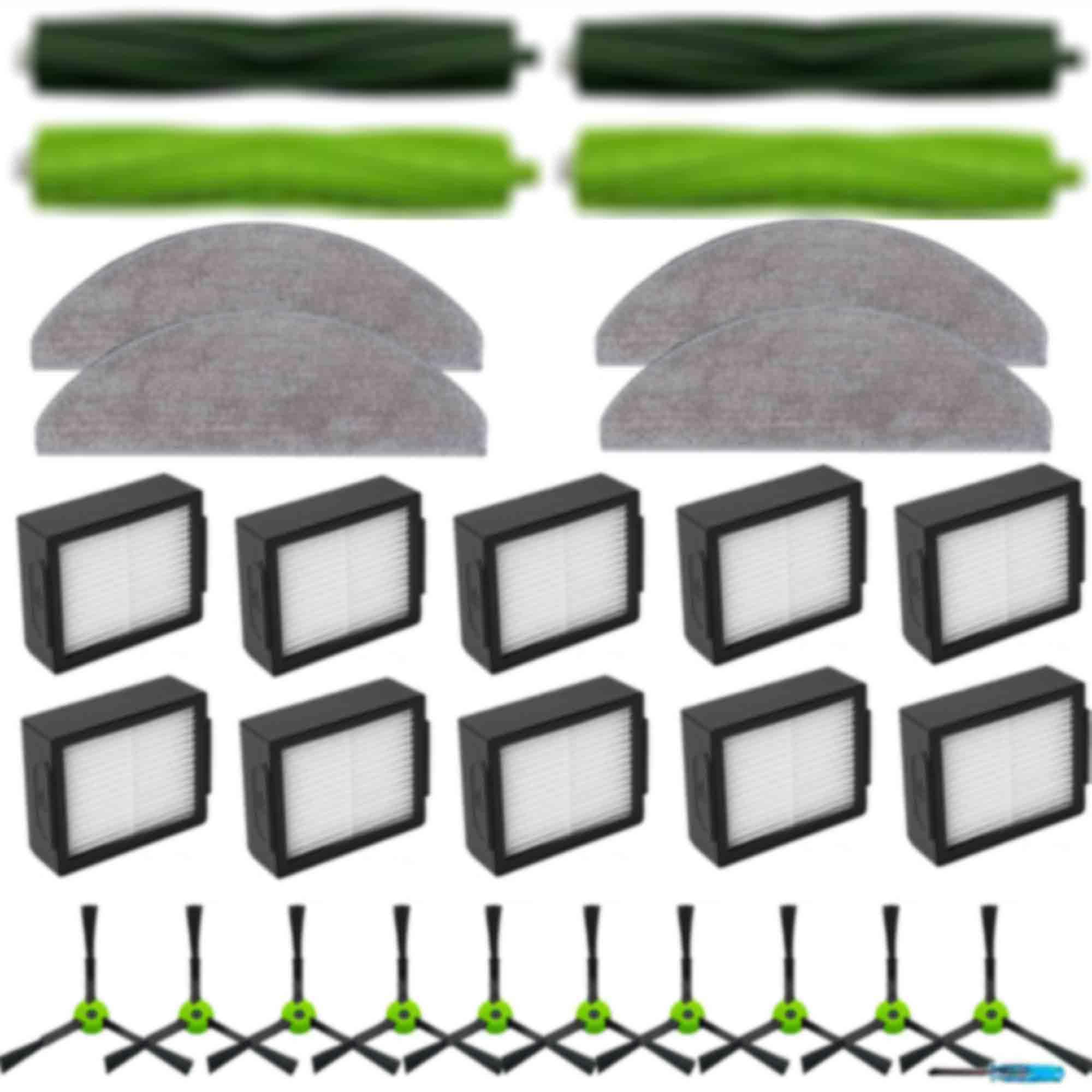 Photo 1 of 2 Set of Roller Brush & 10 Filters & 4 Mop Pads & 10 Side Brushes Replacement Parts Accessories Compatible with iRobot Roomba Combo i5 i5+ j5 j5+ Robot Vacuum Cleaner
