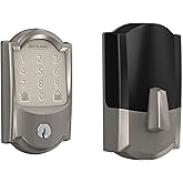 Schlage Encode Smart WiFi Deadbolt Lock with Camelot Trim, Satin Nickel | Keyless entry door lock, Touchscreen keypad, App control, Alexa, Google Home, Ring &amp; Airbnb compatible, Certified security