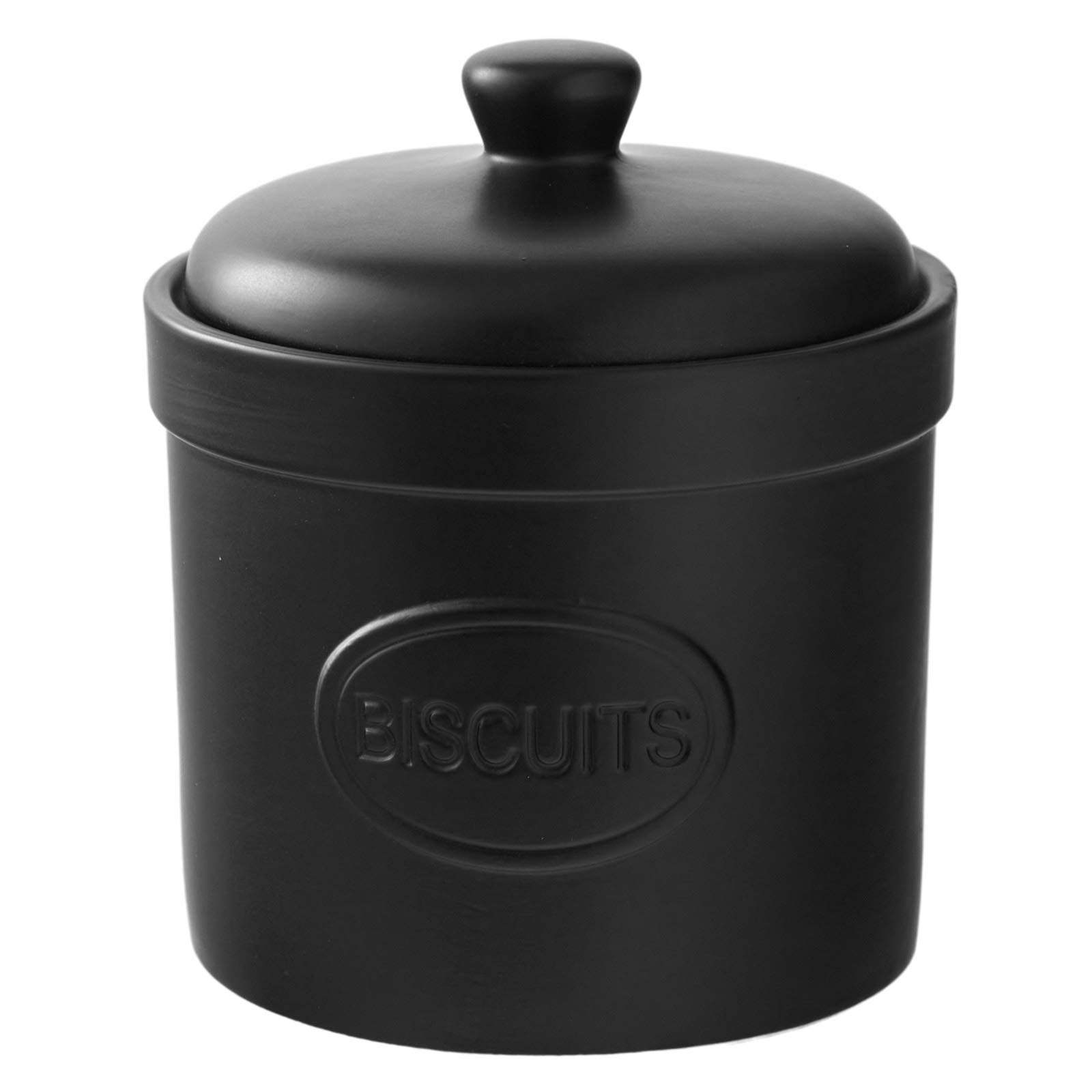 BIA International - Biscuit Barrel - Matte Black - Matte Storage Jar - Stoneware Kitchen Storage - Biscuit Barrel - Kitchen Storage & Organisation - Available in White and Black