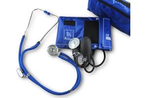 ELITE MEDICAL INSTRUMENTS EMI EMI Royal Blue Dual Head Sprague Rappaport Stethoscope and Manual Blood Pressure Adult Cuff Aneroid Sphygmomanometer Set
