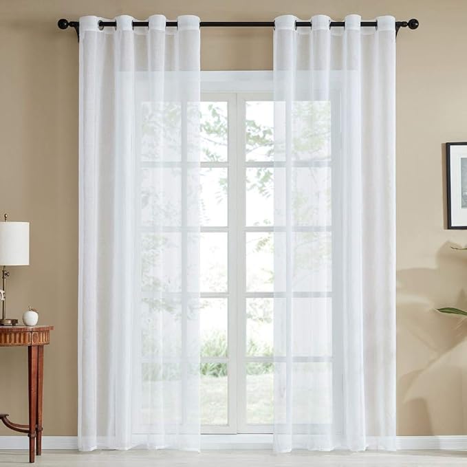 JXX Curtain Modern Plain White Sheer Curtains for Living Room Bedroom