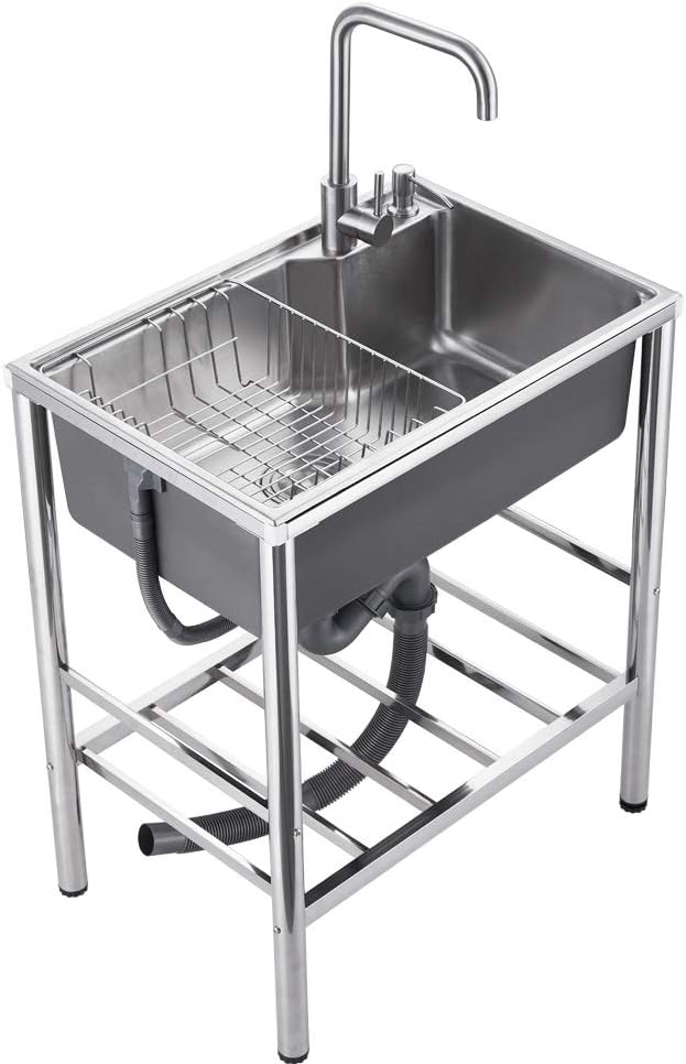 Amazon HomeLava 流し台 ガーデンシンク ガーデンシンク用流し台 キッチンシンク 流し台屋外 簡易流し台 置き場付き (改良