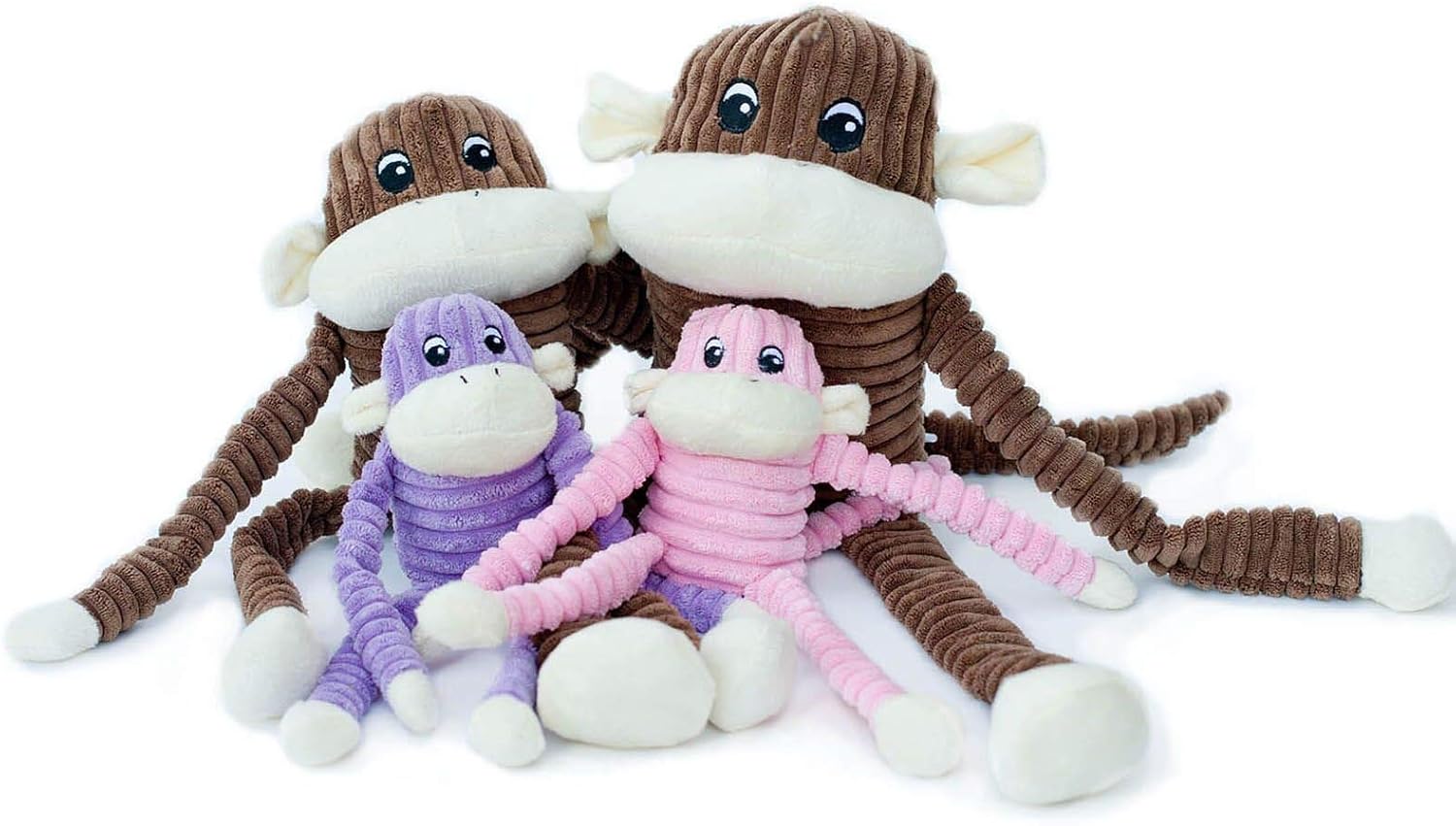 Pet Supplies : Pet Squeak Toys : ZippyPaws - Spencer The Crinkle Monkey Dog Toy, Squeaker and Crinkle Plush Toy - Purple, Small : 