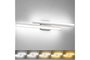 PRESDE Brushed Nickel Bathroom Light Fixtures Over Mirror 32inch LED Vanity Light Modern Bathroom Wall Lighting Bar Dimmable 5CCT