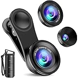 Criacr Phone Camera Lens (Upgraded Version), 3 in 1 Cell Phone Lens Kit for iPhone, Samsung, 180°Fisheye Lens, 0.6X Wide Angl