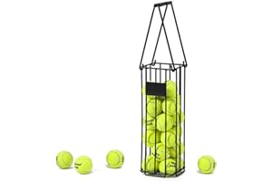 Portable Tennis Ball Hopper Basket, Pickleball & Tennis Ball Collector with Handle, Ball Bucket Carrier Gatherer Picker Hoppe