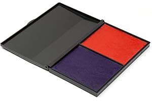 SIRDAS Ink Pad for Rubber Stamps, Stamp Pad for Clear Impression Stamping, Quality Felt Pad Black Ink, Red Ink, Blue Ink L (3.5 * 6.3) (Red & Blue)
