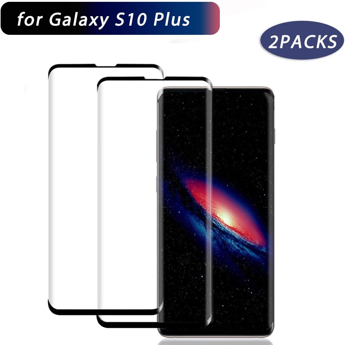 Screen Protector for Samsung Galaxy S10 Plus, [2 Pack] [ScratchProof] [No Bubbles] [9H Hardness] [Case Friendly] Tempered Glass Screen Protector Compatible with Samsung Galaxy S10 Plus