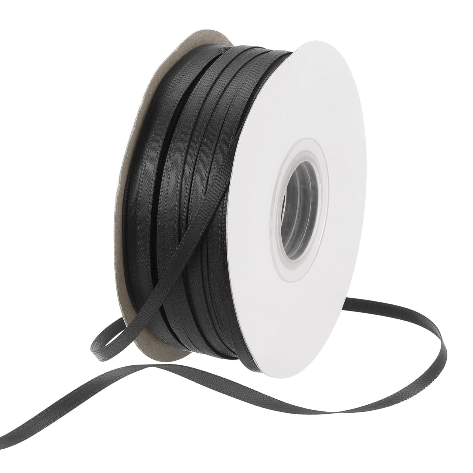 Rebower 3mm Satin Ribbon 91m Thick Double Face Grosgrain Silk Ribbon, [for Gift Wrapping, Hair Bows, Wedding, Cake, Flower] - 100 Yard/300ft/ Black — image 1