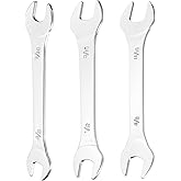 HARFINGTON 3pcs Thin Open End Wrenches SAE, 3/8x7/16, 1/2x9/16, 5/8x11/16 Inches, Slim Wrench Tool for Tight Spaces Repair