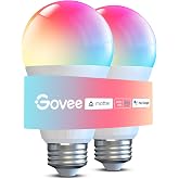 Govee Smart Light Bulbs 1200 Lumens, 12W 85W Equivalent, 2 Pack | RGBWW Color Changing Dimmable A19 LED Bulb, Works with Matt