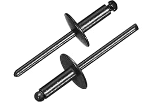 uxcell 100Pcs 3/16" x1/2" Aluminum Blind Rivets, Aluminum Grip and Steel Mandrel, Large Flange Fastener Rivets for Metal, Fur
