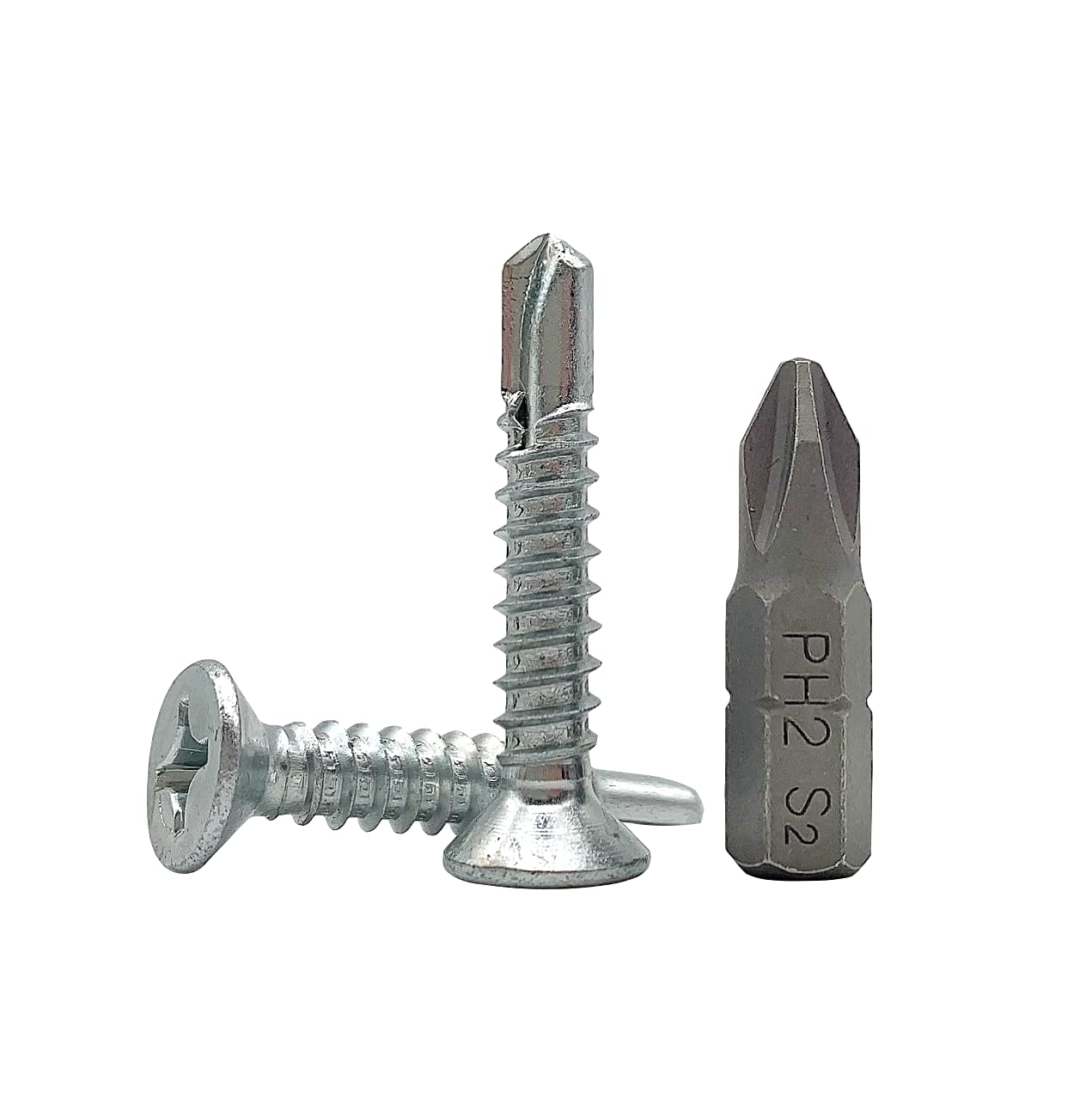 (Pack of 50 pcs) DIN 7504 P Zinc Plated Steel 5.5 x 32 mm Screws, Self-Drilling Sheet Metal Screw, (PH) Phillips Countersunk Head, Self Tapping (50, 5.5 x 32 mm)