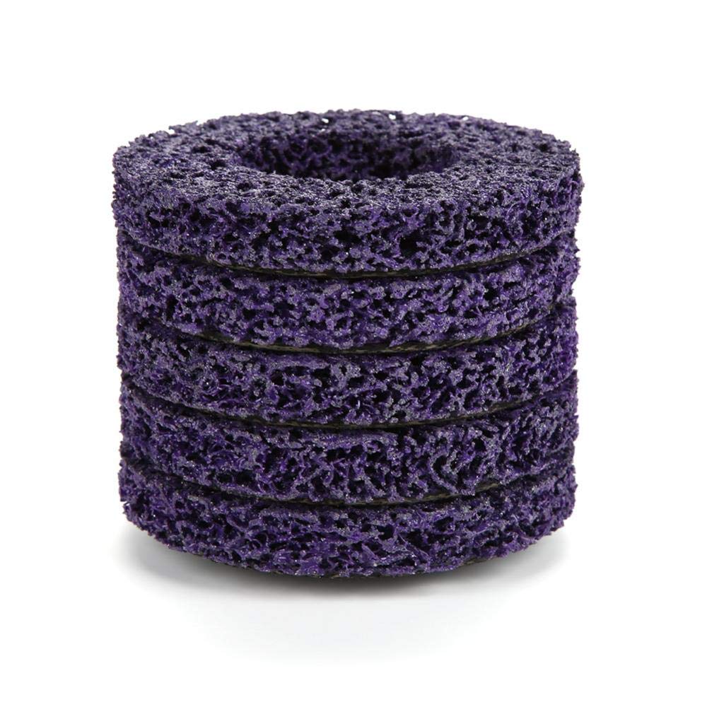 Hilitand 5 Pcs Poly Strip Wheel Disc, Paint Rust Removal Tool, Paint Stripper Grinder, Clean Quality Angle Grinder Discs 100mm 60# (Purple)
