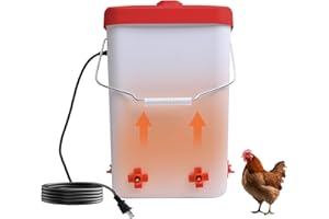 Heated Chicken Waterer 3 Gallon Thermostatically Controlled Poultry Water Heater with 4 Nipples Outdoor Chick Water Heater fo
