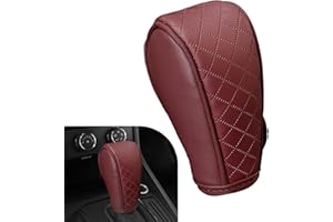 Diamall Car Leather Gear Shift Cover, Anti-Slip Breathable Shift Knob Cover, Waterproof Auto Konb Gear Shifter Stick Protector, Universal Cars SUVs Trucks Interior Decoration Accessories (Red)
