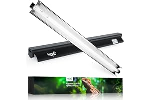 Hygger zoo T5 Reptile Light Fixture Combo Kit 24W Light Fixture Reptile Terrarium Hood 10.0 UVB Light Bulb Fluorescent Tube Ideal for Tropical and Deserts Such as Bearded Dragon Lizards and Tortoises
