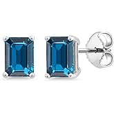 Gem Stone King 7X5MM Emerald Cut Gemstone Birthstone Stud Earrings For Women Men | 925 Sterling Silver | Fine Jewelry Gifts for Her Mom Women Wife