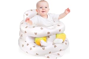 KKUYT Inflatable Baby Seat with Safety Fence, Inflatable Baby Chair for Babies 3-36 Monthes, Baby Sit Up Chair Infant Back Su