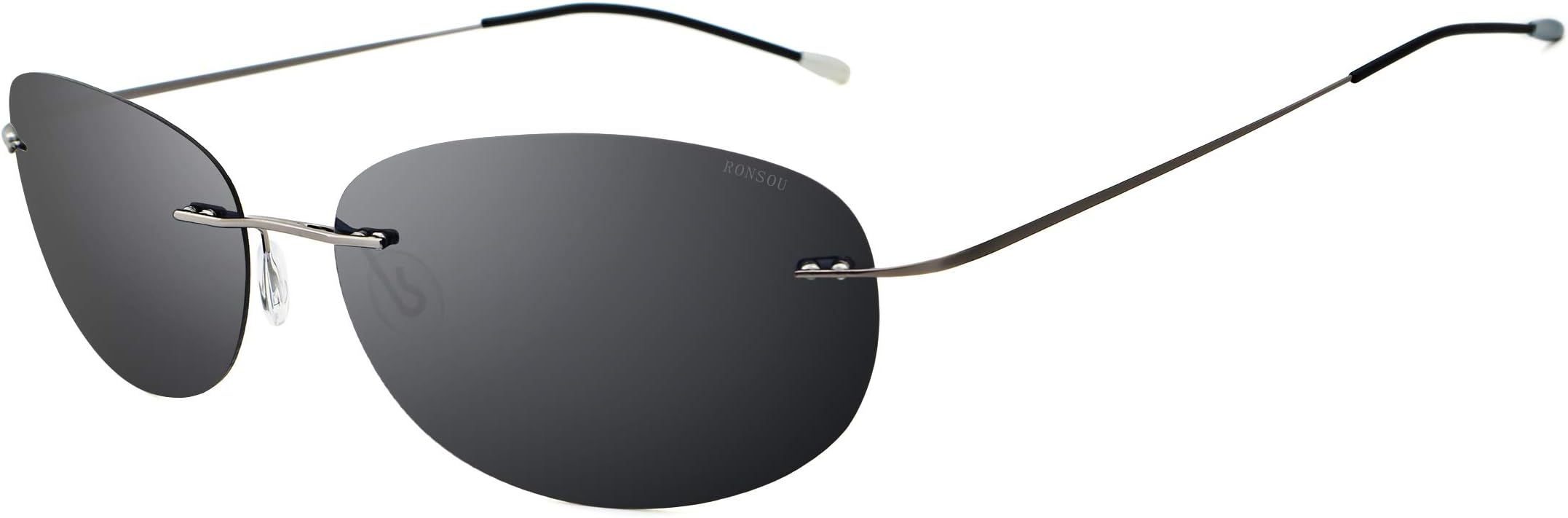 RONSOU Ultralight Rimless Polarized Sunglasses for Men Women Vintage Titanium Frameless Colorful Fashion Shades