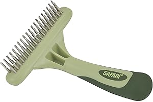 Coastal Pet Safari Dog Undercoat Rake - Top-Grade Double Row Rotating Pins Dematting Rake for Effective Deshedding and Pet Grooming