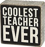 Coolest Teacher Wall / Desk Decor Box Sign - 4-in