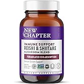 New Chapter Immune Support Reishi & Shiitake Mushroom Blend with Organic Reishi Mushroom, Vegan + Non-GMO, Nootropic Ingredients - 60 ct