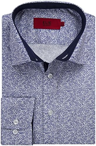 Elie Balleh Men's Slim Fit Paisley Printed Cotton Dress Shirt With Inner Contrast