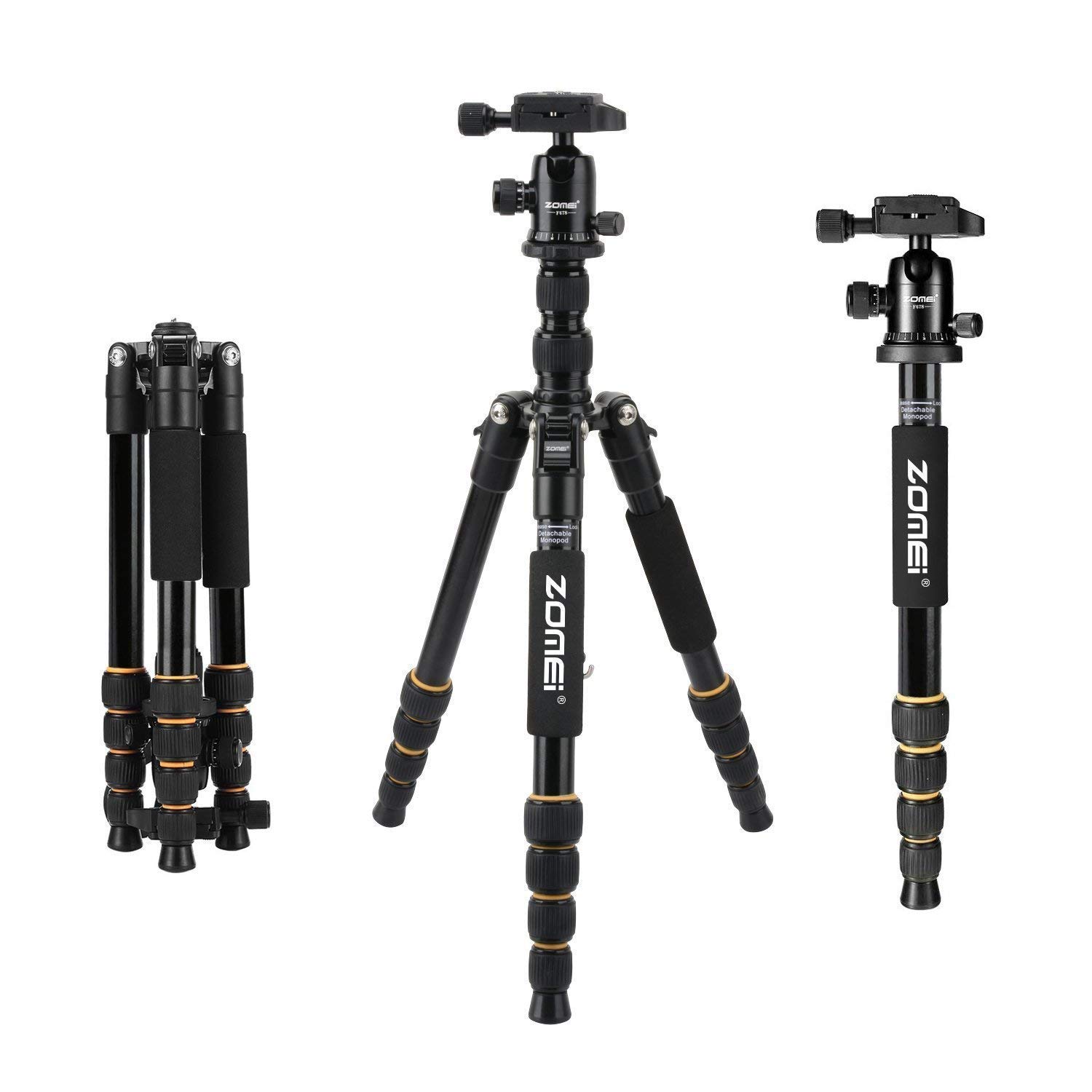 ZOMEi Q666 Aluminum Portable Tripod with Ball Head Heavy Duty Lightweight Professional Compact Travel for Nikon Canon Sony All DSLR and Digital Camera