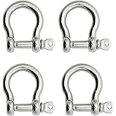 Bow Shackle Reedny 304 Stainless Steel 5/32", 1/4", 5/16",3/8", 1/2", 9/16" Heavy Duty D Ring Shackles Screw Pin Anchor Shackle for Chains Wirerope, Boat, Accessories (9/16'' 4Pcs)