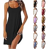 hmbudp Nightgown With Built In Bra Summer Night Gowns Sexy Sleepwear Casual V-Neck Chemise Padded Full Slips Under Dresses