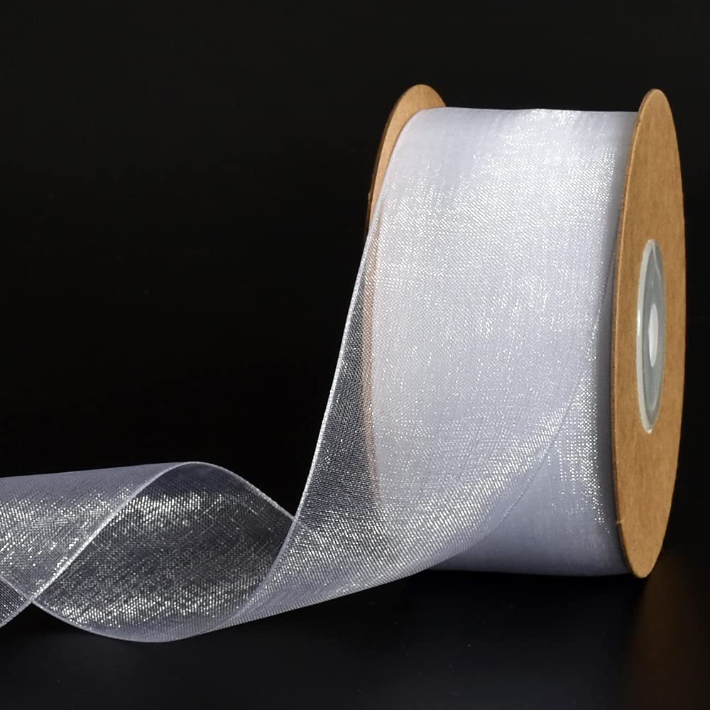 TONIFUL 1-1/2 Inch White Organza Ribbon 25 Yards Sheer Chiffon Ribbons for Crafts Wedding Party Decorations Gift Wrapping Bow Making Floral Valentine's Day Christmas Decoration
