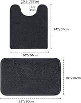 Non Slip Bath Mat Set 50x80cm & 50x60cm U Shape Black view 7