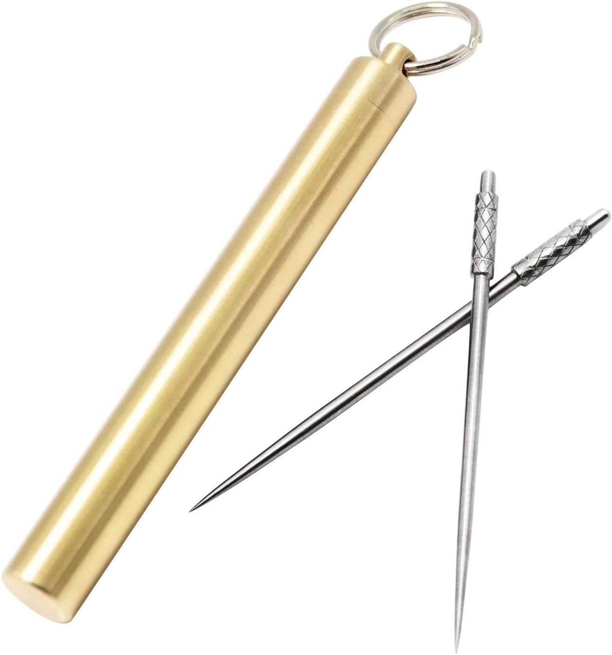 PPFISH Pocket Toothpick Holder keychain - Waterproof Metal Toothpick Box Container & 2 Titanium Toothpick Ultralight Travel Kits