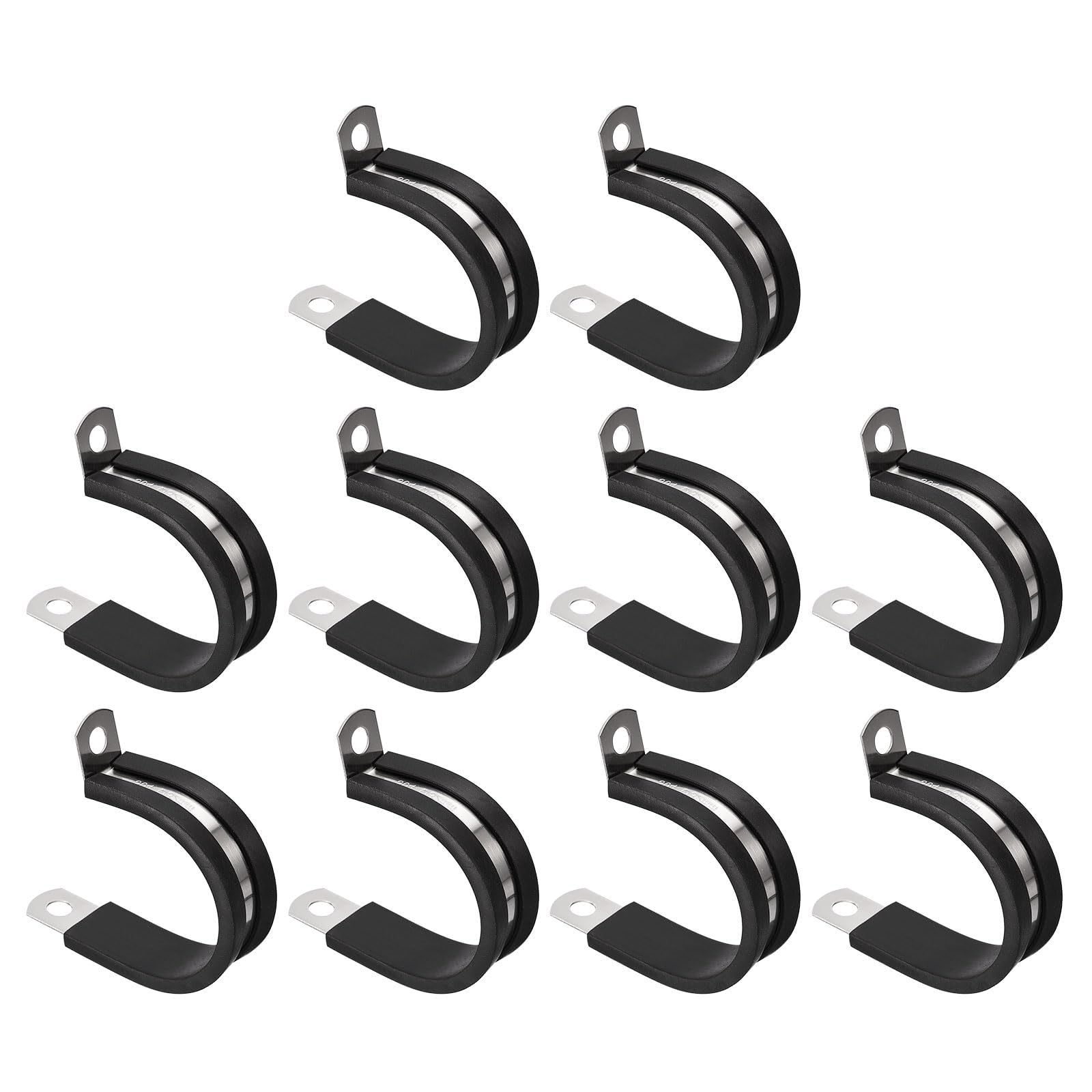 Unifizz 20Pcs 1-1/4 Inch(32mm) Cable Clamp, Rubber Cushioned Insulated Clamp 304 Stainless Steel R Shape Bracket Metal Hose Clamp Tube Holder for Pipe Wire Tube