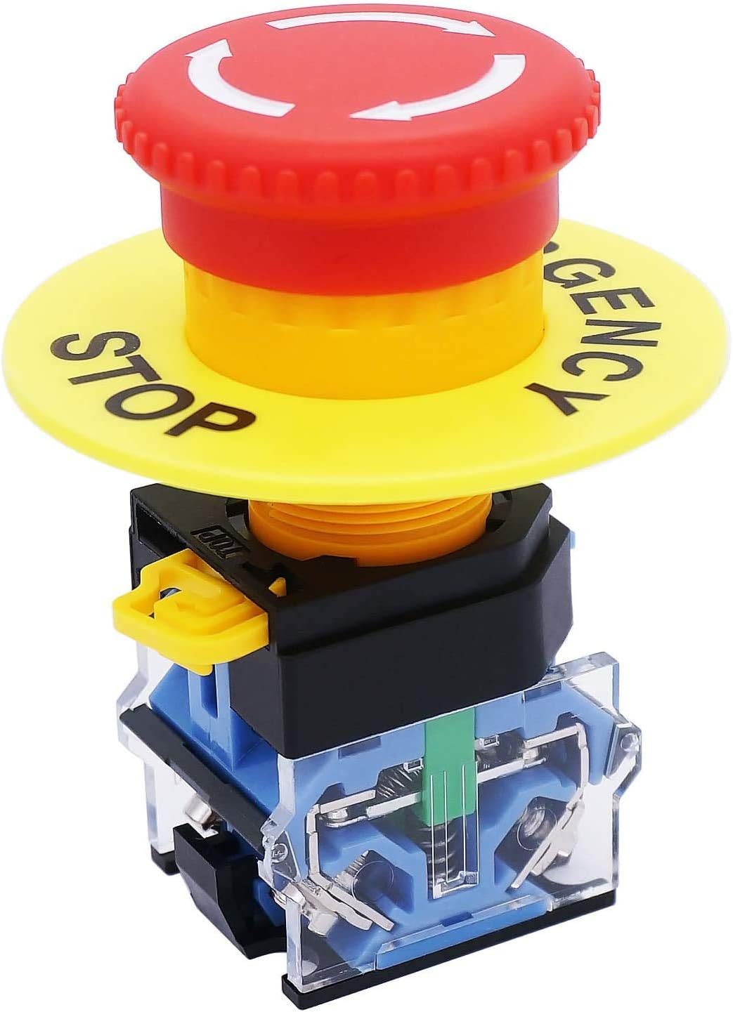 Taiss/AC 440V 10A Red Mushroom Emergency Stop Push Button Switch 22mm NO NC Pushbutton Switches LA38-11ZS