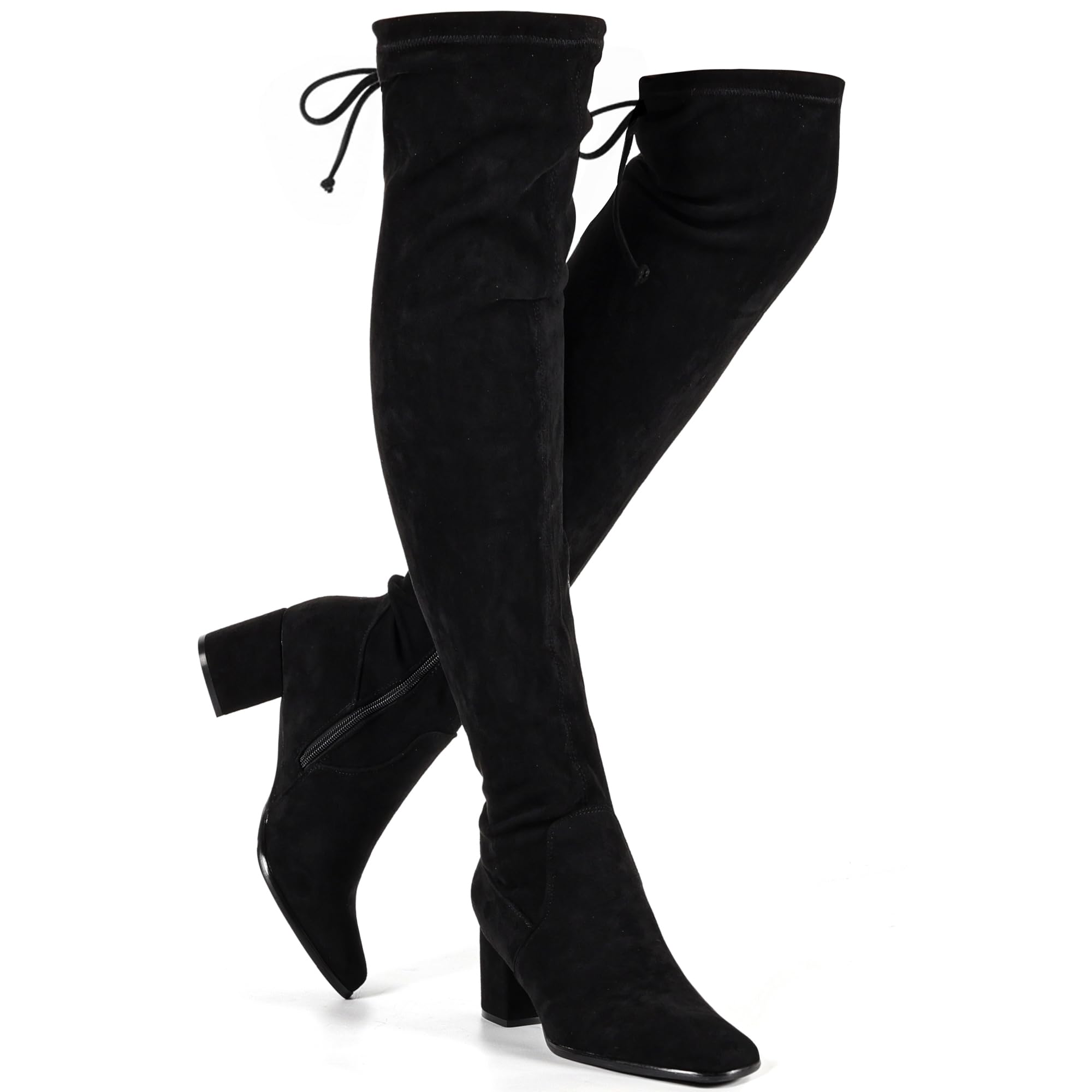 Photo 1 of 10.5.  Vipost Square Toe 2.5-inch Thigh High Boots, Suede Over the Knee High Boots for Women, Chunky Block Heel Long Tall Boot with Side Zipper, Fall Winter Fashion 2025