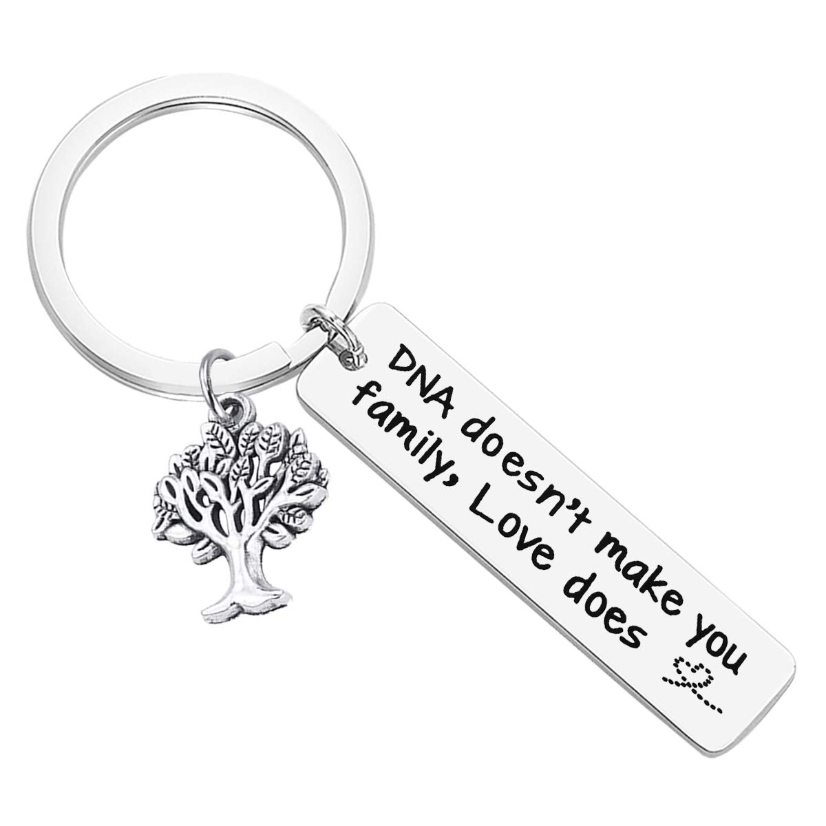 Step Mum Keyring Step Dad Gifts DNA Doesn't Make You Family Love Does Keyring Step Parents Gifts Mothers Day Fathers Day Gift Christmas Birthday Gifts Adoption Gifts for Parents