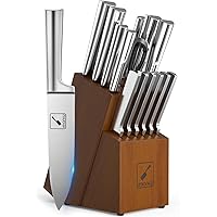 Knife Set - imarku Kitchen Knife Set 15 Pieces Japanese Stainless Steel Knife Block Set with Sharpener - Dishwasher Safe Kitc