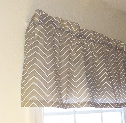 Appleberry Attic Window Treatment Curtain Valance, Herringbone - Grey & White