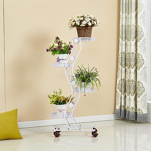 YXWa Puesto de Plantas Soporte para macetas de Hierro de 4 Niveles ...