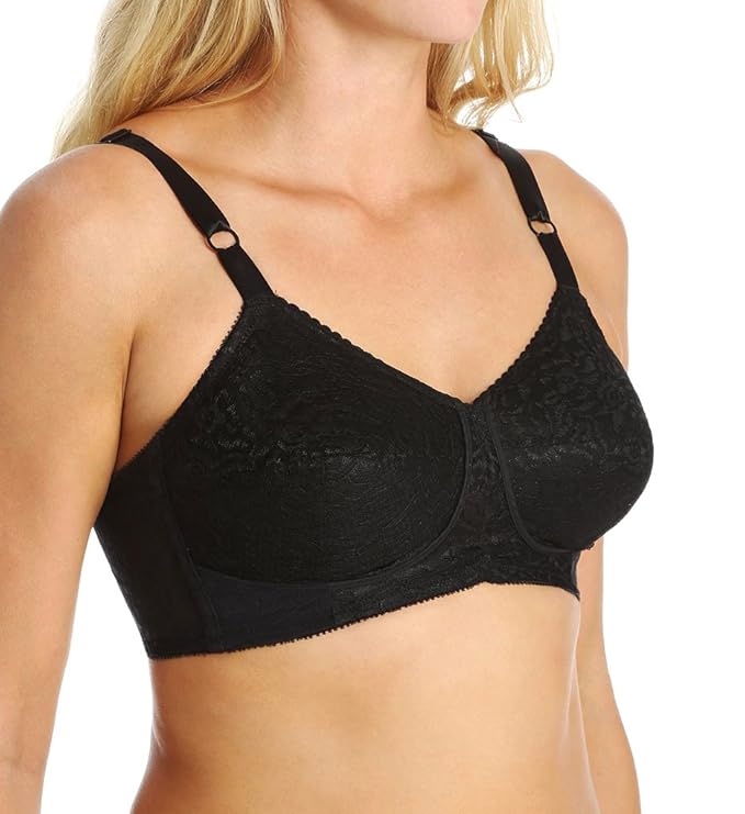 Rago Satin and Lace Support Bra (2101) 34B/Black