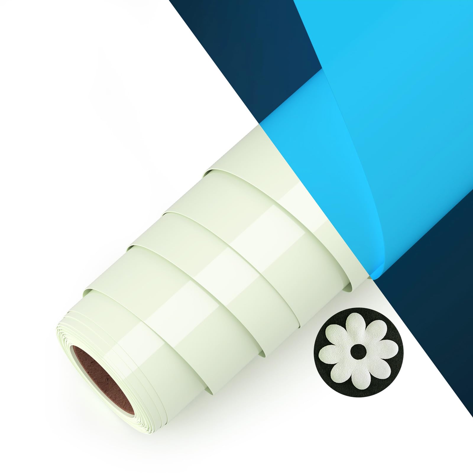 Asoway Plotter Film Textile White 3D Puff Vinyl Film HTV 25 x 244 cm, Flex Film Plotter Textile Daytime White, Night Blue Luminous for DIY Clothing, Hats, Trousers, Other Fabrics
