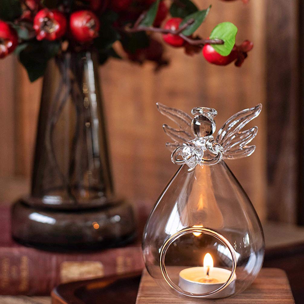 OSALADI Angel Candle Holder, Glass Candle Holder, Hanging Candlestick for Wedding Birthday Party Decor Garden Christmas Candlelight Decoration