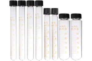 ULTECHNOVO Graduated Test Tubes with Screw Caps 8-Pack Heat-Resistant Glass Centrifuge Tubes 10Ml 15Ml 20Ml 30Ml for Liquid M