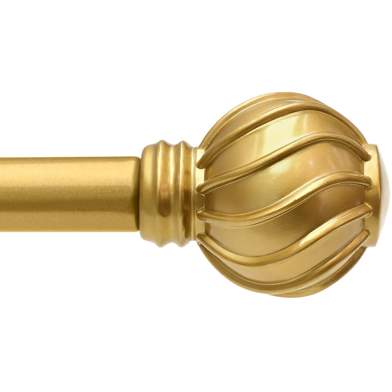 Gold Curtain Rods for Windows 72 to 144 Inches Adjustable Length Heavy Duty 7/8" Diameter Window Curtain Rod with Decorative Finials for Outdoor Farmhouse Bedroom Kitchen Living Room Image